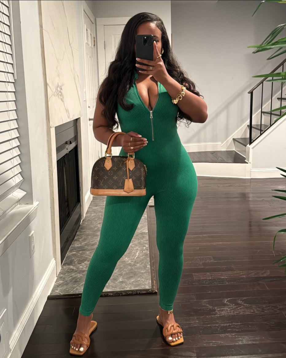 Ribbed Zip Jumpsuit