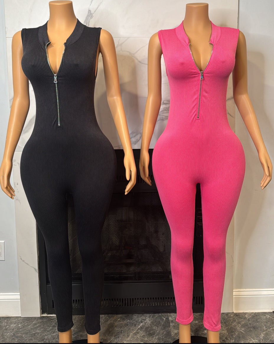 Ribbed Zip Jumpsuit
