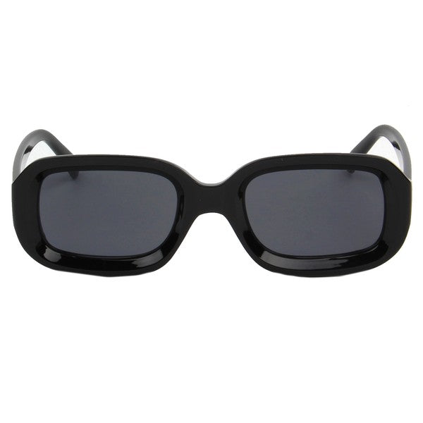 Retro Rectangular Sunglasses - Black