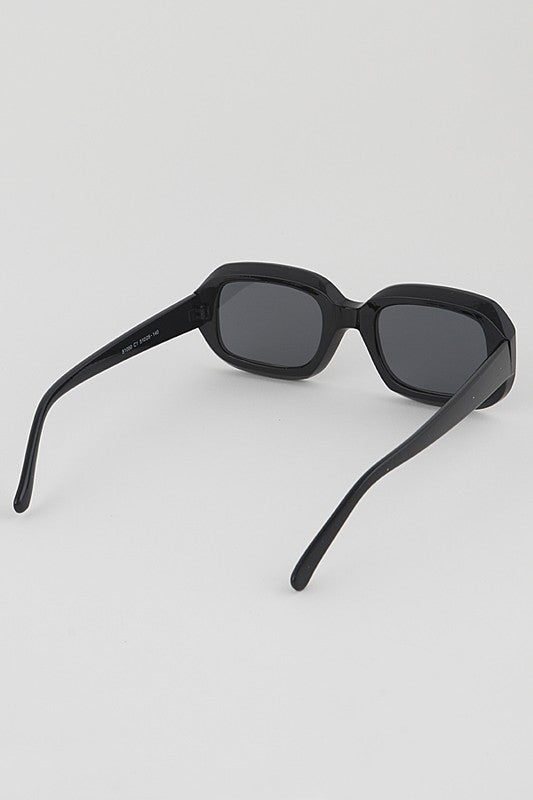 Retro Rectangular Sunglasses - Black
