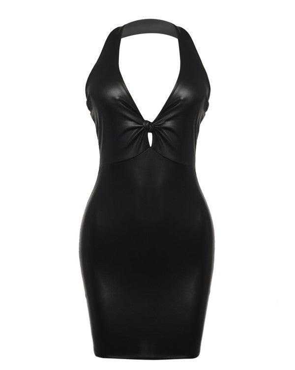 Halter Knot Front Mini Dress