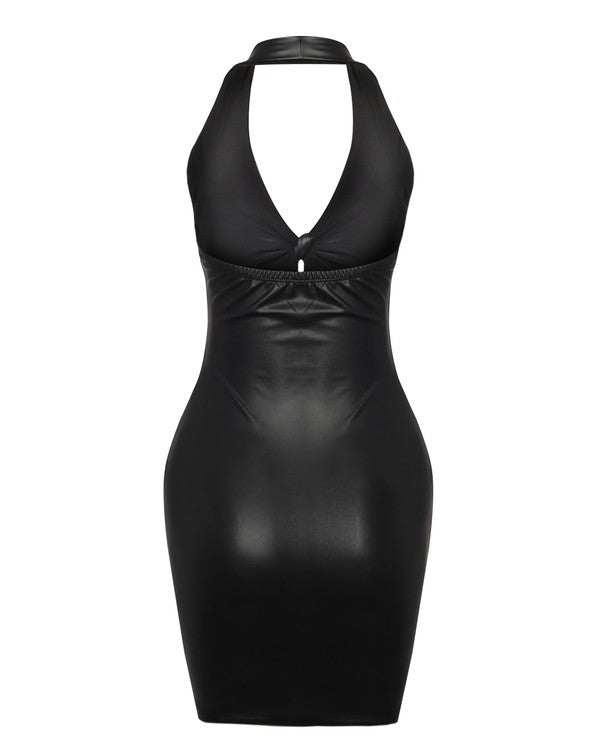 Halter Knot Front Mini Dress