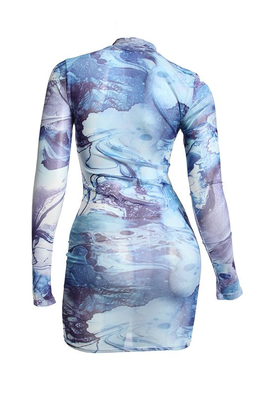 Faze Mesh Dress - Blue