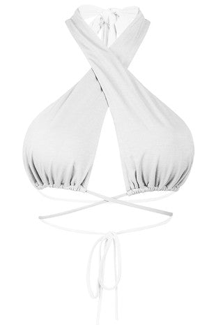 Cross Front Tie Crop Top - Ivory