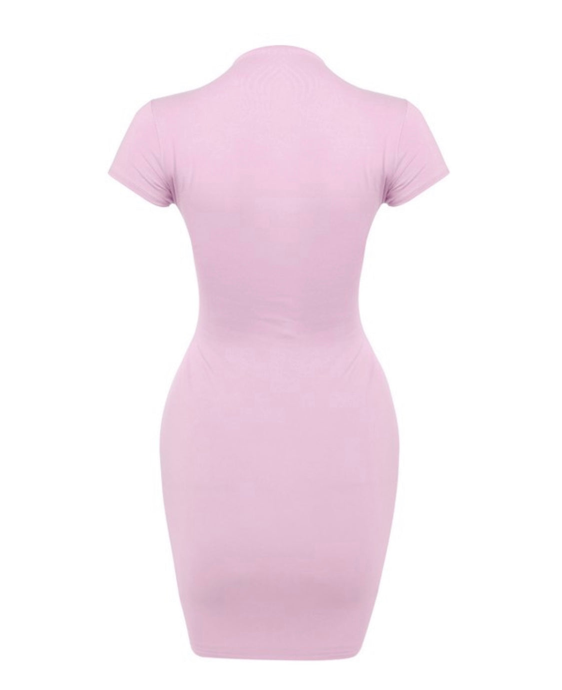 Mock Neck T-Shirt Dress - Light Pink