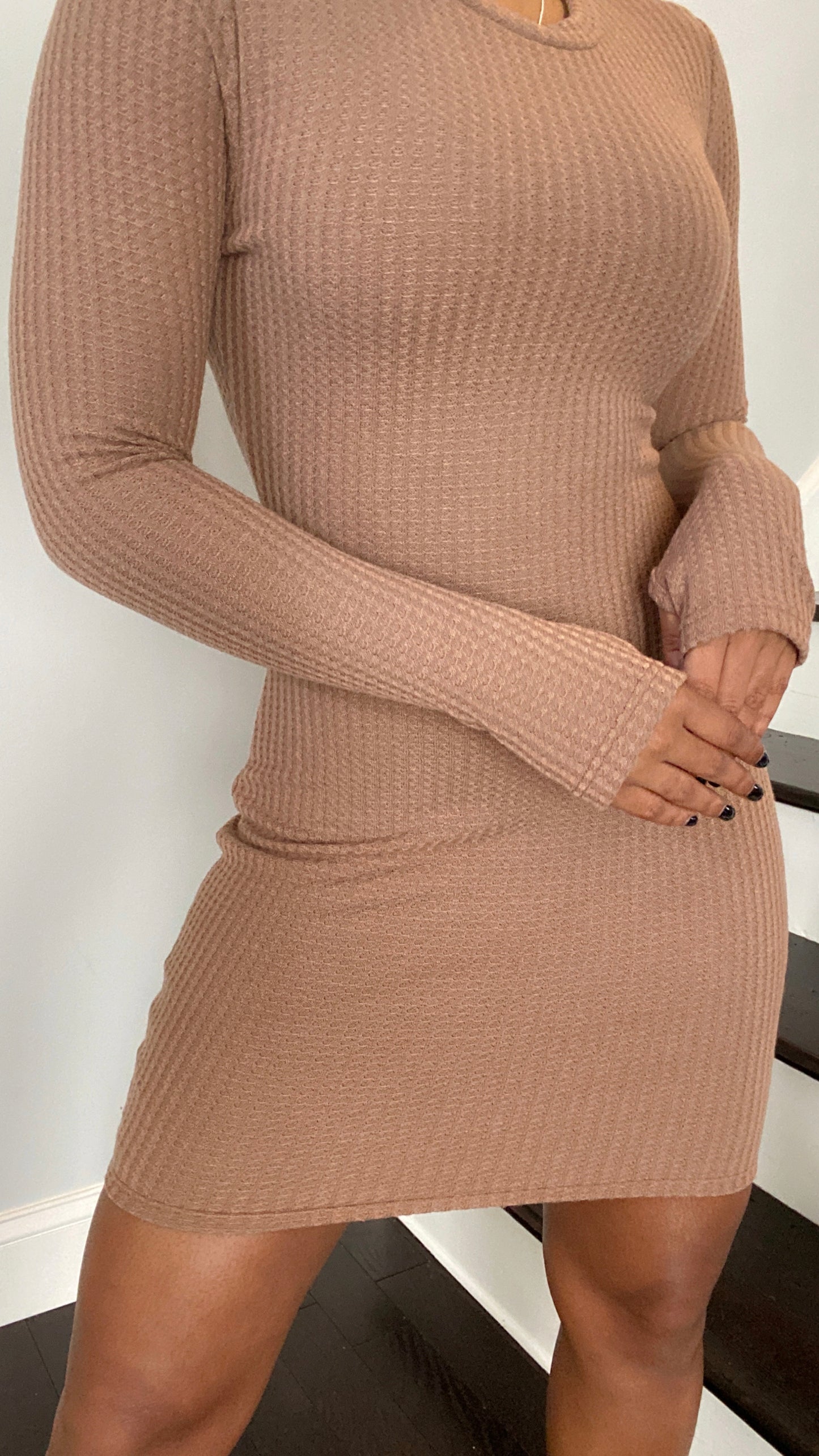 Waffle Long Sleeve Mini - Mocha