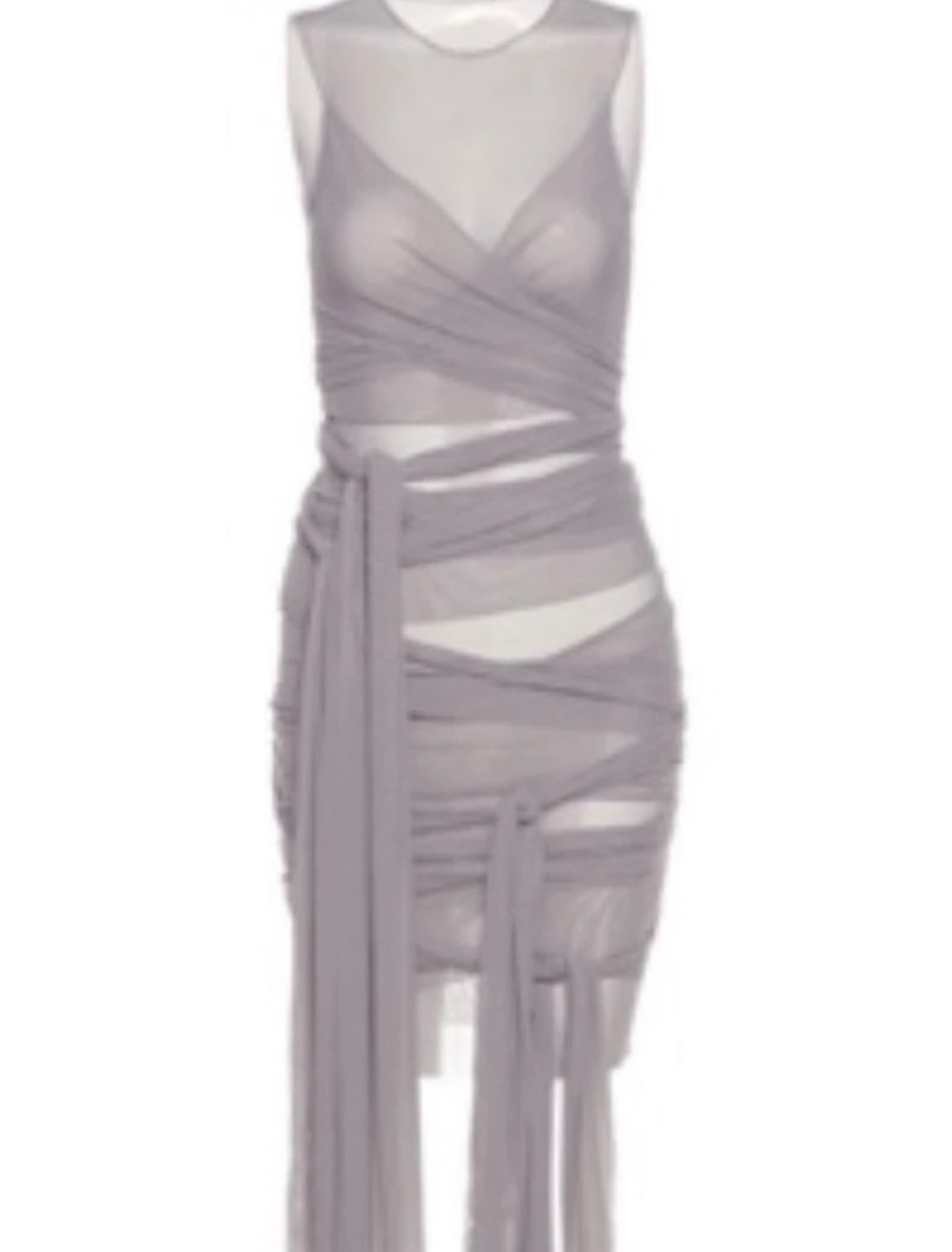 Wrap Me Up Mesh Dress - Grey