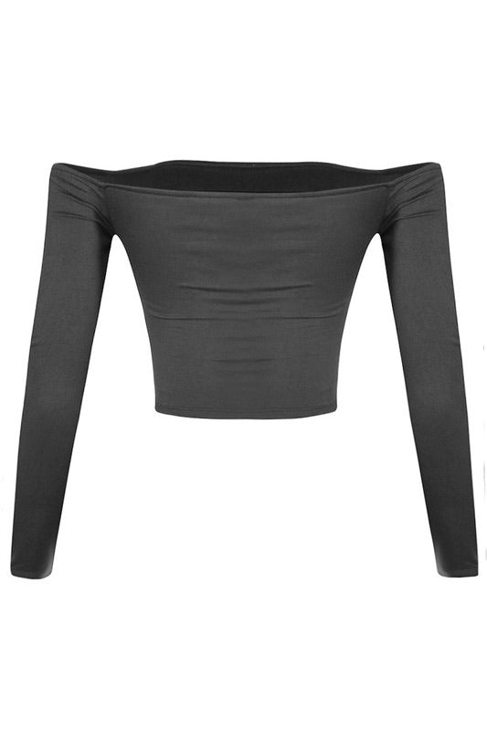 Cutout Front Crop Top - Black
