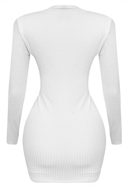 Waffle Long Sleeve Mini - White