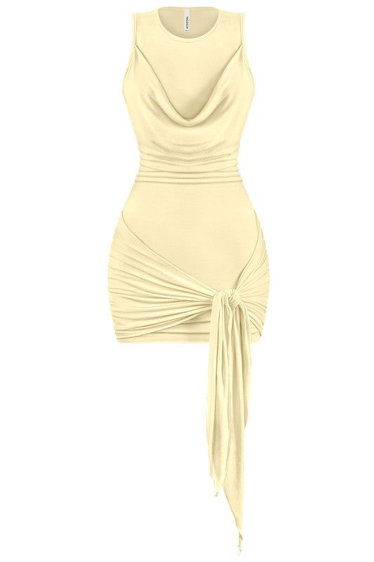 Cowl Neck Tied Dress