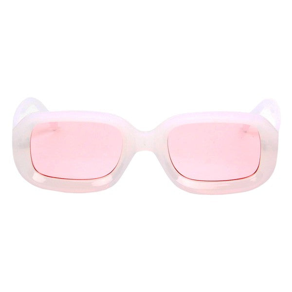 Retro Rectangular Sunglasses - Pink
