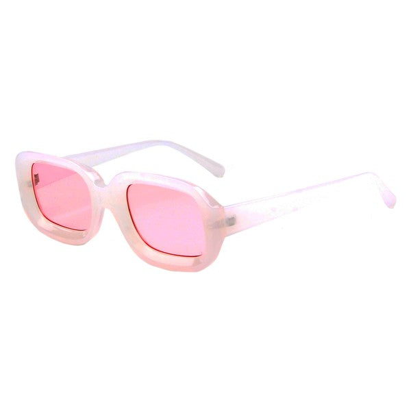 Retro Rectangular Sunglasses - Pink
