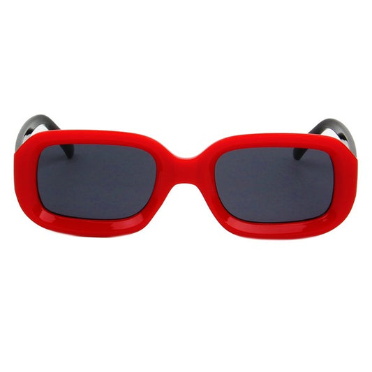Retro Rectangular Sunglasses - Red