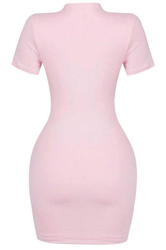 Criss Cross Mini Dress - Light Pink