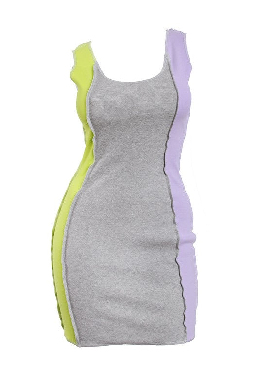 Patchwork Colorblock Dress- Multi